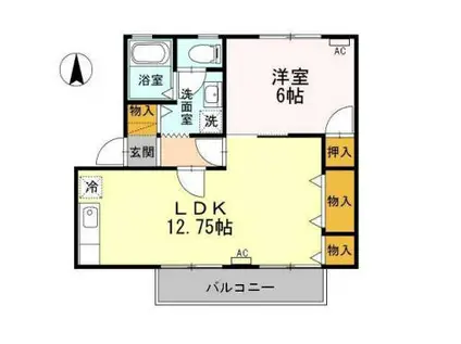 ハイカムール半田A(1LDK/1階)の間取り写真