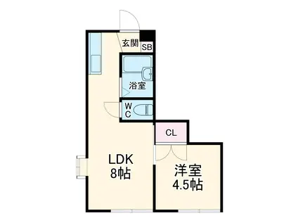 ヒルズスクエアⅠ(1LK/1階)の間取り写真