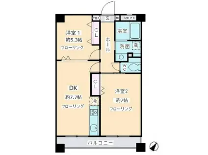 K・S柿生(2DK/4階)の間取り写真