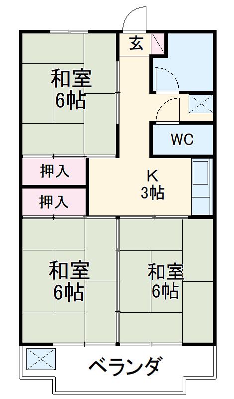 陽山ハイツ(3K/2階)の間取り写真