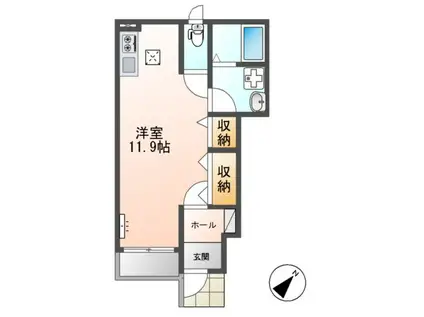 KAZE & 杜(ワンルーム/1階)の間取り写真