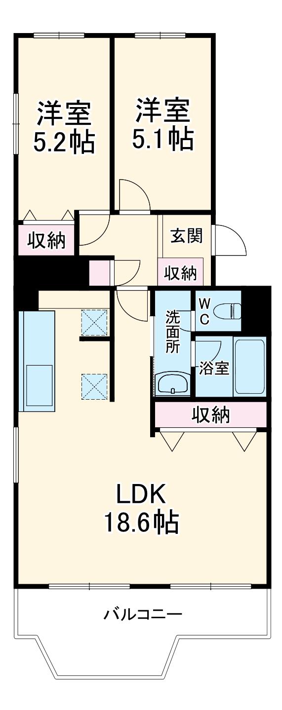 ドルフ青葉台4号棟(2LDK/3階)の間取り写真
