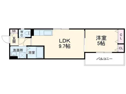クリエオーレ庄内栄町Ⅱ(1LDK/3階)の間取り写真