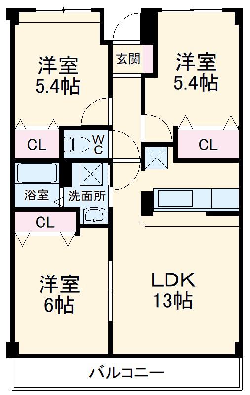 ライフプレイスシーマⅡ(3LDK/2階)の間取り写真