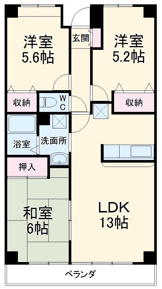 ライフプレイスシーマⅡ(3LDK/6階)の間取り写真