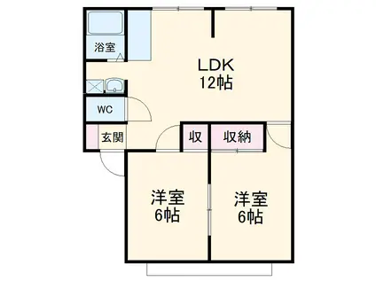 サンライトスペースD棟(2LDK/2階)の間取り写真