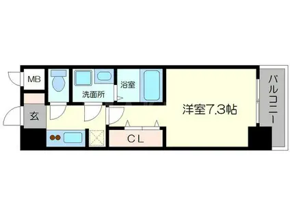 S-RESIDENCE三国ウエスト(1K/6階)の間取り写真