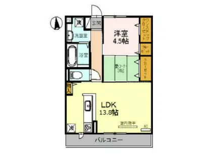 D-ROOMカトレア(2LDK/2階)の間取り写真