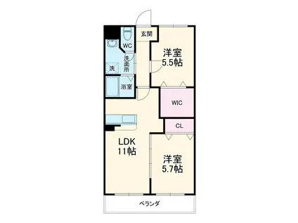 リュミエール中園Ⅱ(2LDK/3階)の間取り写真