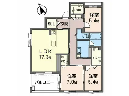ビレッジズシャーメゾン(3LDK/2階)の間取り写真