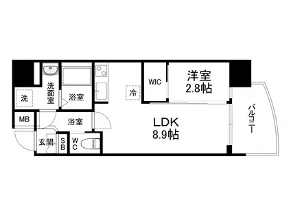 セレニテ福島アリア(1LDK/2階)の間取り写真