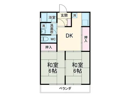 サンハイツ二上(2DK/1階)の間取り写真