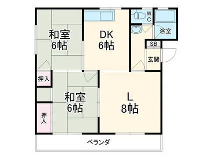 コーポプレリュード(2LDK/2階)の間取り写真