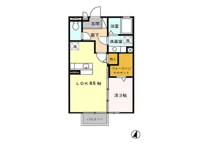 マリーゴールド(1LDK/2階)の間取り写真