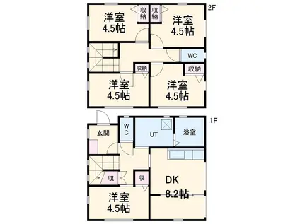 JR東海交通城北線 比良駅(愛知) 徒歩43分 2階建 築9年(5DK)の間取り写真
