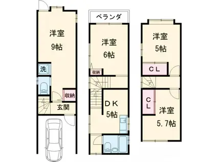 阪急電鉄京都線 桂駅 徒歩11分 3階建 築27年(4DK)の間取り写真