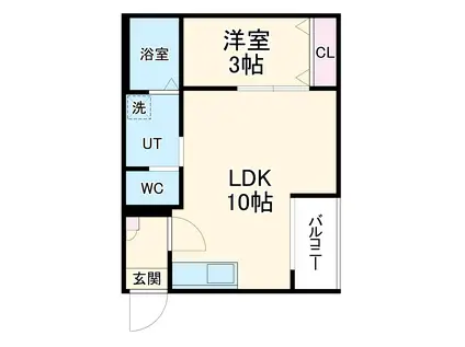 WARREN HOSHIZAKI 1(1LDK/3階)の間取り写真