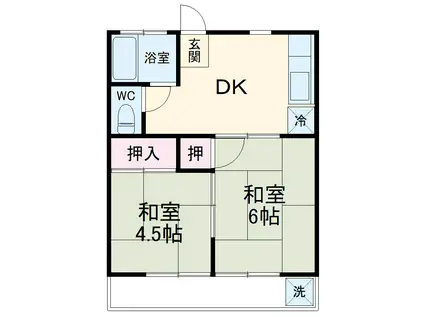 アローハイツB棟(2DK/2階)の間取り写真