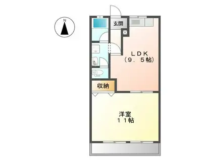 ハイムE(1LDK/4階)の間取り写真