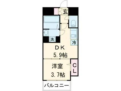 Jリヴェール高松南新町(1DK/1階)の間取り写真