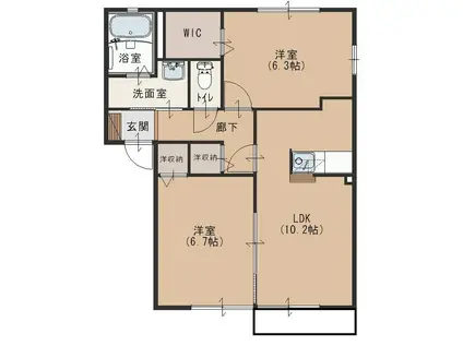 メゾンドールⅢ(2LDK/2階)の間取り写真