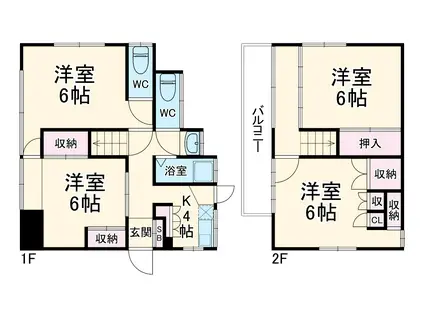 東海道本線 平塚駅 徒歩23分 2階建 築44年(4DK)の間取り写真