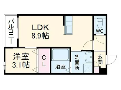 LE COCON岐阜Ⅱ(1LDK/3階)の間取り写真