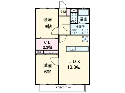 ソフィア A棟(2LDK/2階)の間取り写真