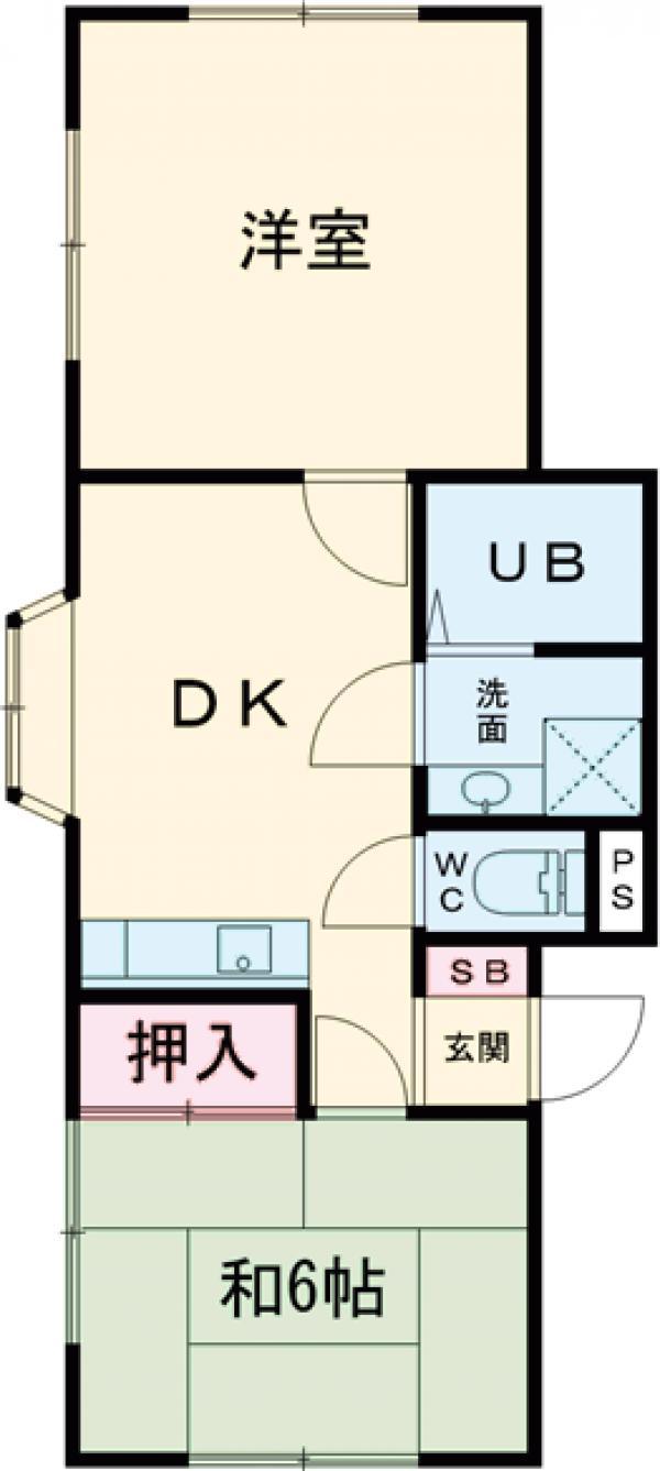 ライフメイト高徳 1番館(2LDK/1階)の間取り写真