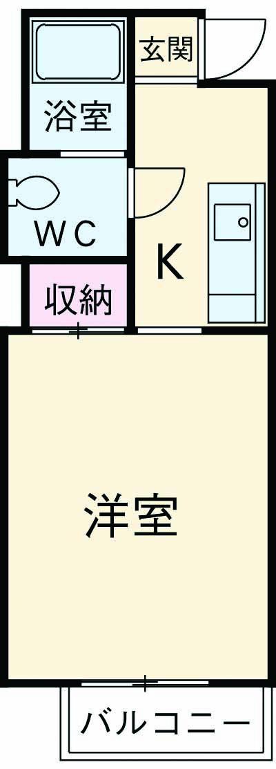 メゾンドゥボヌール(1K/2階)の間取り写真