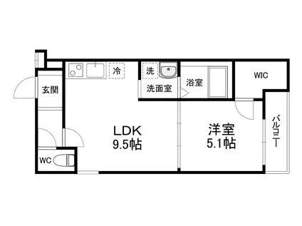 フジパレス城北公園通Ⅵ番館(1LDK/1階)の間取り写真