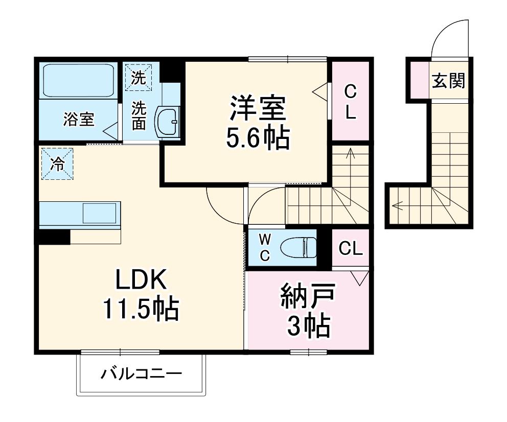 エスポワールⅢ(1SLDK/2階)の間取り写真