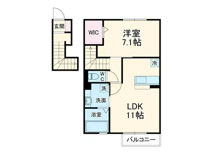 エスポワールⅢ(1LDK/2階)の間取り写真