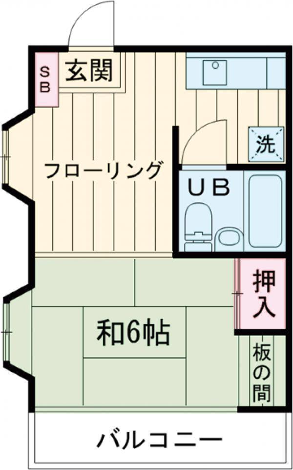第1いわき荘(1DK/2階)の間取り写真