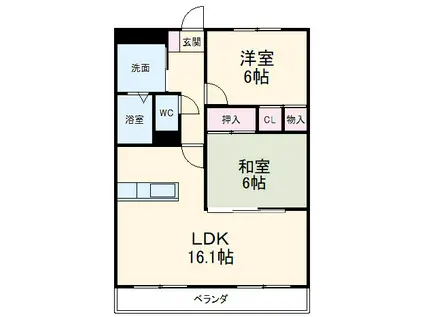 グランドヒルズ神ノ倉(2LDK/2階)の間取り写真