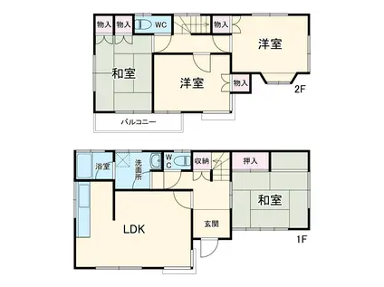 東武伊勢崎・大師線 加須駅 徒歩93分 2階建 築36年(4LDK)の間取り写真