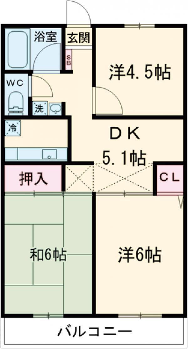 ラフィナート忠生(3DK/3階)の間取り写真