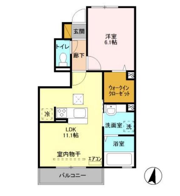CREA Ⅱ(1LDK/1階)の間取り写真