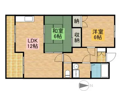 コスモスB(2LDK/2階)の間取り写真