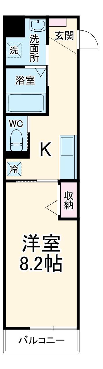 オイコス西天満(1K/2階)の間取り写真