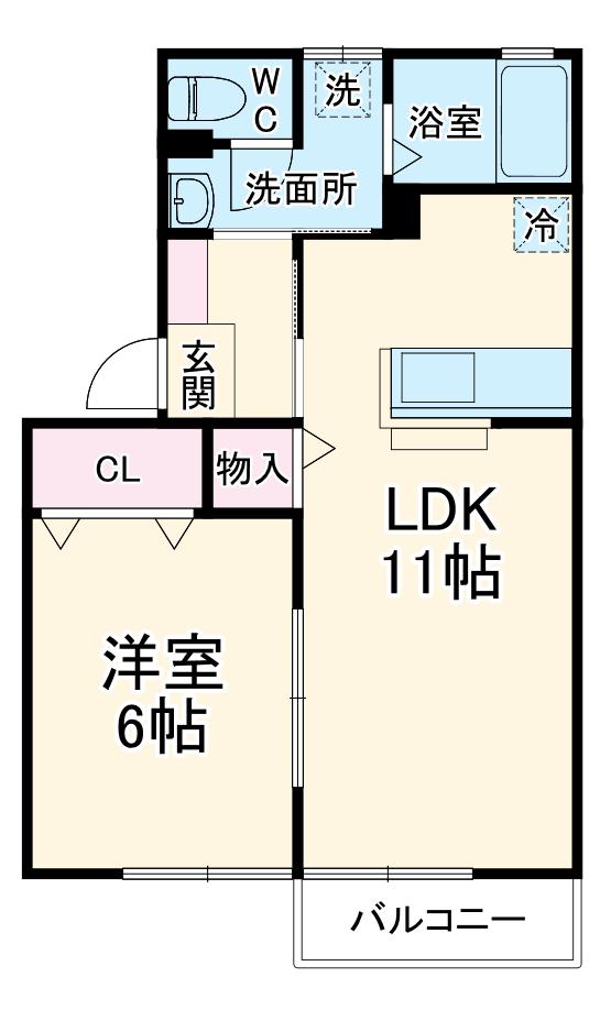 エスポワールサワA(1LDK/2階)の間取り写真
