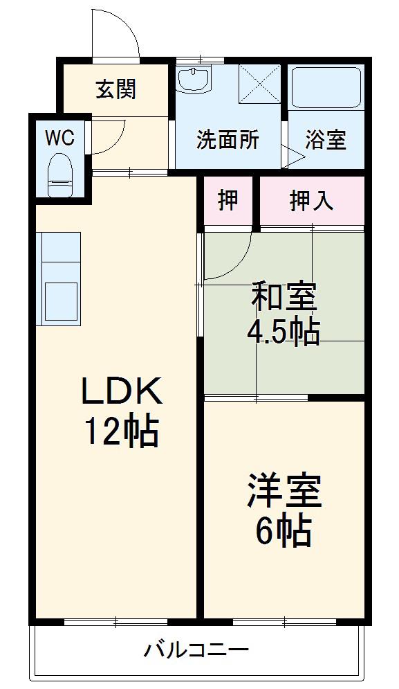 サンリバハイツ(2LDK/5階)の間取り写真