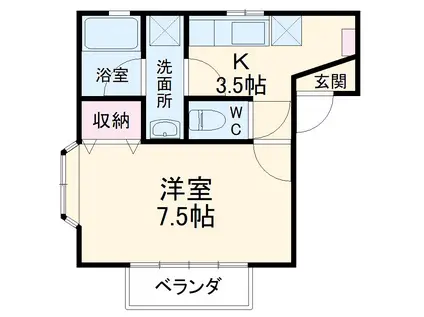 MELONE373(1K/2階)の間取り写真