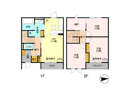 エスペランサⅡ(3LDK/1階)の間取り写真