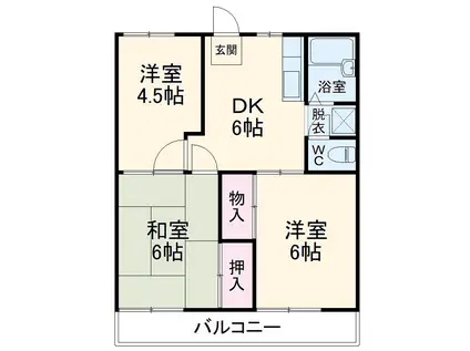 スカイパル2(3DK/3階)の間取り写真