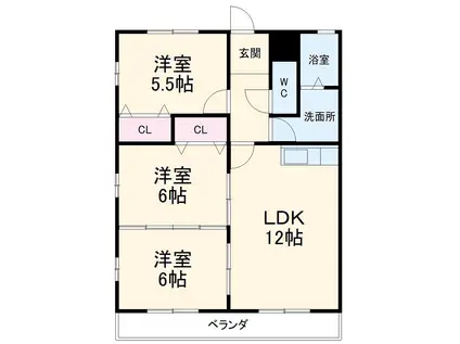 シンシアⅡ(3LDK/3階)の間取り写真