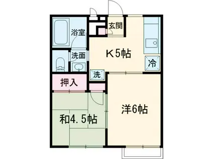 サニーヒル・ヒバリⅠ(2K/1階)の間取り写真