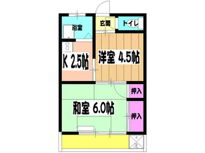 コーポ御代川(2K/2階)の間取り写真