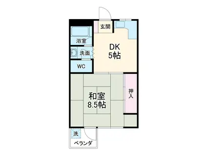 末廣第二ビル(1DK/3階)の間取り写真