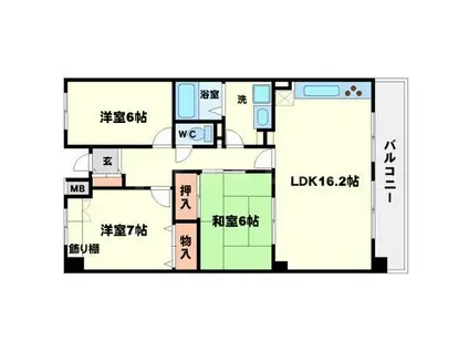 アーバンパーク緑地公園(3LDK/4階)の間取り写真